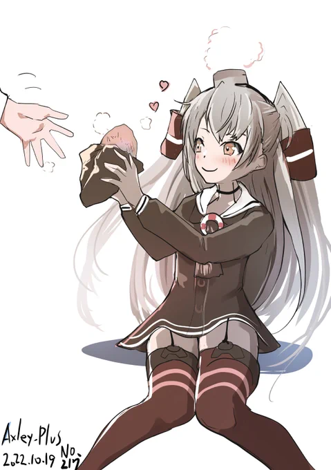焼き芋を受け取るあまつん。#艦これ版深夜の真剣お絵描き60分一本勝負#艦これ版真剣お絵描き60分一本勝負_20221019#天津風 進水日おめでとう! 