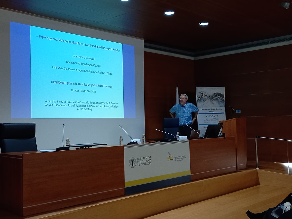 XReqomed's tweet photo. Here we go! Our first plenary speaker, the Nobel Prize Jean-Pierre Sauvage. @XReqomed, @FacQuimicaUVEG, @UPV, @Supramol_UV https://t.co/H9qWv0Zsi3