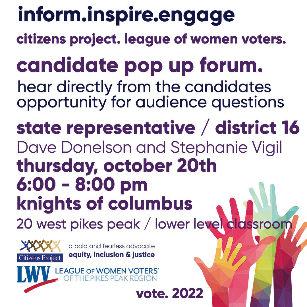 citizensproject's tweet photo. The next Candidate Forum is on Thursday, October 20th. State Representative from District 16 will answer questions that are important to YOU. Don't miss it! #inform #inspire #engage #citizensproject #candidateforum2022 https://t.co/RW3gokhtjs