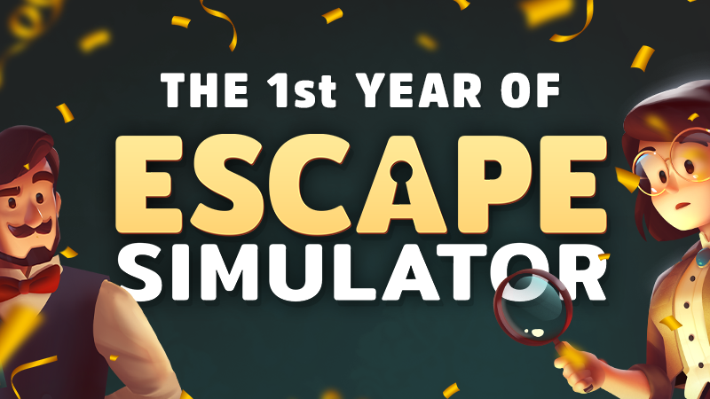 PineStudioLLC's tweet photo. 🎉 Time for a celebration! 🎉

Happy 1 year anniversary to Escape Simulator !!
Thank you all so much for playing our game and creating wonderful rooms ❤️ 

Want to read more about our 1 year with Escape Simulator and its future?
Read it here: https://t.co/ZBKNfZmK4T https://t.co/pB1dyZ13j1