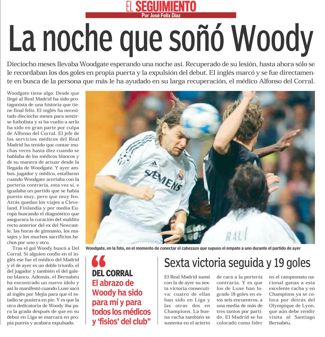 HemerotecaRMCF's tweet photo. Tal día como hoy en el 2005 Woodgate marcaba su único gol con la camiseta del Real Madrid y se iba a abrazar al Doctor Del Corral, quien habia sido su maximo apoyo tras mas de un año parado por lesión. https://t.co/315TFJiubH
