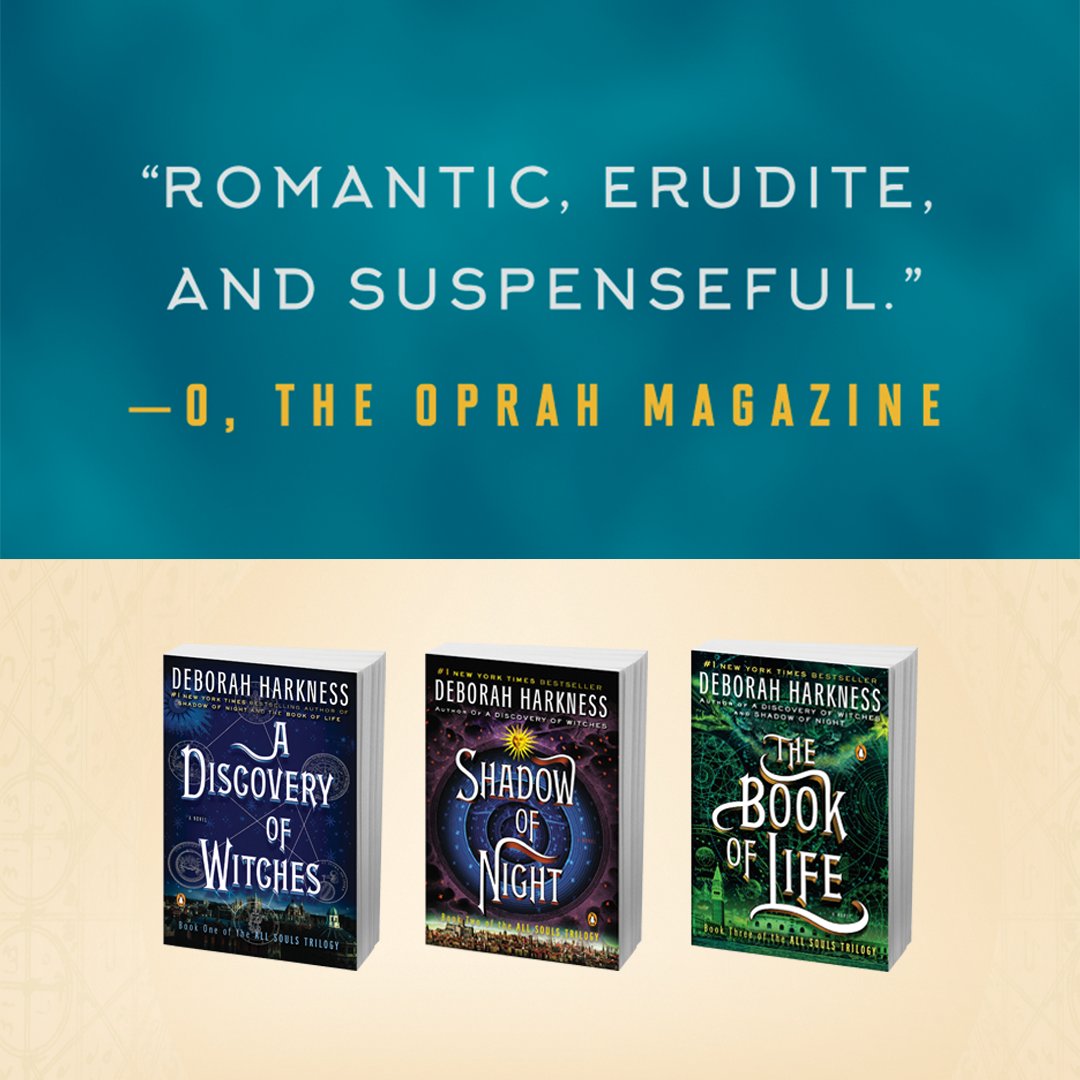 “Romantic, erudite, and suspenseful... Harkness attends to every scholarly and emotional detail with whimsy, sensuality, and humor.” —O, The Oprah Magazine (<a href="/OprahDaily/">Oprah Daily</a>) on A DISCOVERY OF WITCHES ✨🤩

Immerse yourself in <a href="/DebHarkness/">Dr Deborah Harkness (PhD, LHD)</a>'s All Souls trilogy: bit.ly/3ySgscX