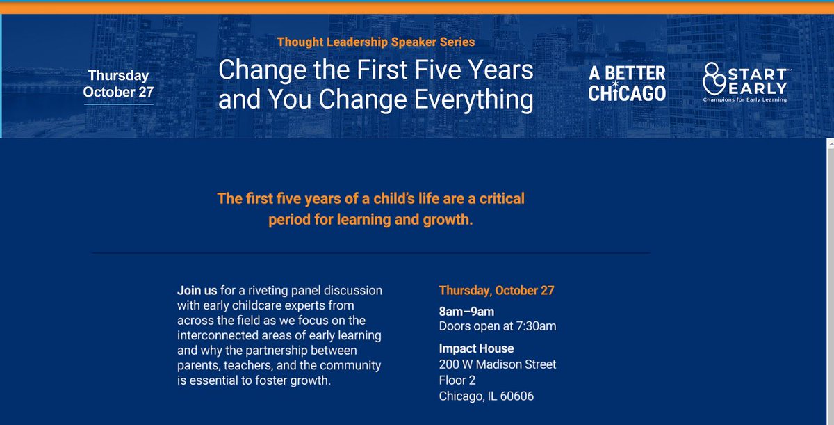 Looking forward to hearing this fantastic panel on what we need to focus on in #ECE to foster growth <a href="/VOCELece/">VOCEL</a> <a href="/StartEarlyorg/">Start Early</a> <a href="/_abetterchicago/">A Better Chicago</a> &amp; ACPN (who I am partnering with to evaluate their kindergarten transition work). Register: lnkd.in/eug95eKc