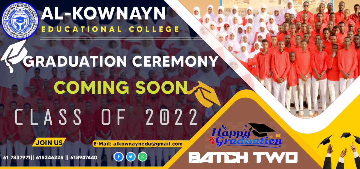 abdiyey086's tweet photo. #AL_KOWNAYN_GRADUATION_CERMONY
 COMING SOON 
#BATCH_2_CLASS_OF_2022
#al_kownayn_family https://t.co/vQJEYlNMVG