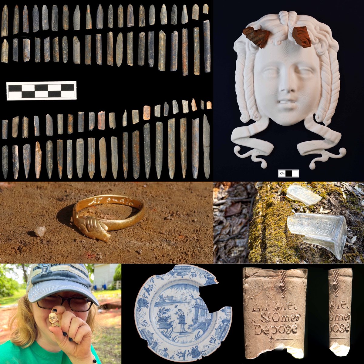 CoVaArchaeology's tweet photo. The next photo contest category we're featuring is our amazing Artifacts! Vote here: https://t.co/83a7I3NuS5. (clockwise from top right: @PoplarForest, @fairfaxparks, @colonialwmsburg, @fairfieldfound/@chipstone_org, @socanthcrim_LU, @JRarchaeology, @BGW_Archaeology/@CollBett4) https://t.co/iHAPgYRYOB