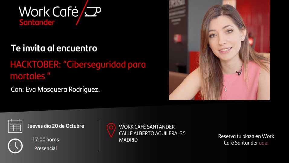 EvaMosqueraR's tweet photo. Vuelta al ruedo de las conferencias presenciales!! Mañana estaré en Madrid para hablar sobre cómo prevenir el #Ciberfraude bancario. Para asistir podéis registraros en este link: https://t.co/QrgSS9l9Le ¡No os lo perdáis! 😊 https://t.co/J5O0MkluJb