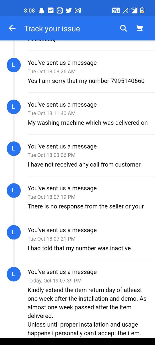 LPidige's tweet photo. Kindly let me know what made you cancel my demo and installation. If your team can't work on it kindly refund my amount and hand pick the order from the place it was delivered. It is still packed.
As you can see messages to customer care are only one way communication. https://t.co/jqcWfTwFa5