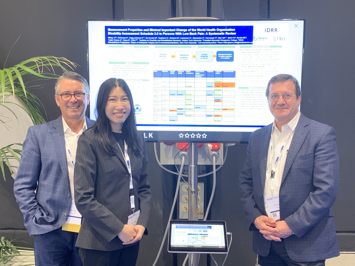 ChiroHPL's tweet photo. Congrats to 
@pierrecoteuoit,Silvano Mior,Jessica Wong and all authors on their poster Measurement Properties and Minimal Important Change of the World Health Organization Disability Assessment Schedule 2.0  in Persons With Low Back Pain at #EUROSPINE2022. https://t.co/8sSw80Dzyg