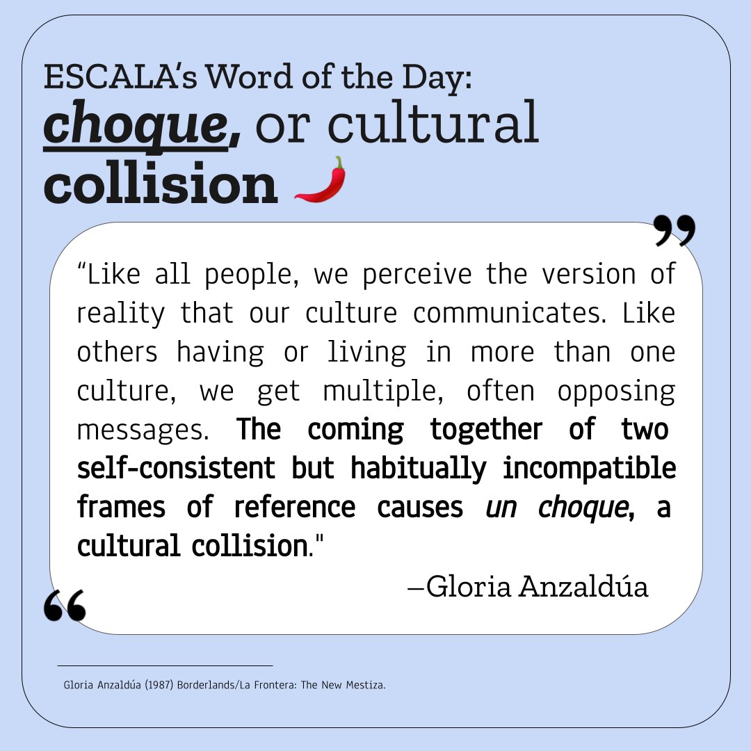 ESCALAEducation's tweet photo. ESCALA’s Word of the Day: choque! Have you experienced or recognized choque in the classroom? https://t.co/mk0Z0bbUEA