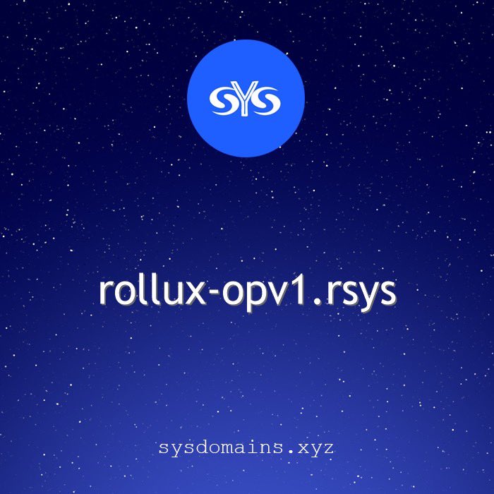 syscoindomains's tweet photo. #sysdomains is live on #testnet #RolluxOPv1 🔥🔥🔥🔥.sys
🚀It's so smooth and very fast ⚡️
🤩Can't wait until #mainnet goes live
✅ https://t.co/2Rc8CgNLRe
🛠️Add to MetaMask: https://t.co/D2Rr4BNlhl
@syscoin #syscoin #rollux
#buildingOnRollux #layer2 #web3 https://t.co/mOybQFBdho