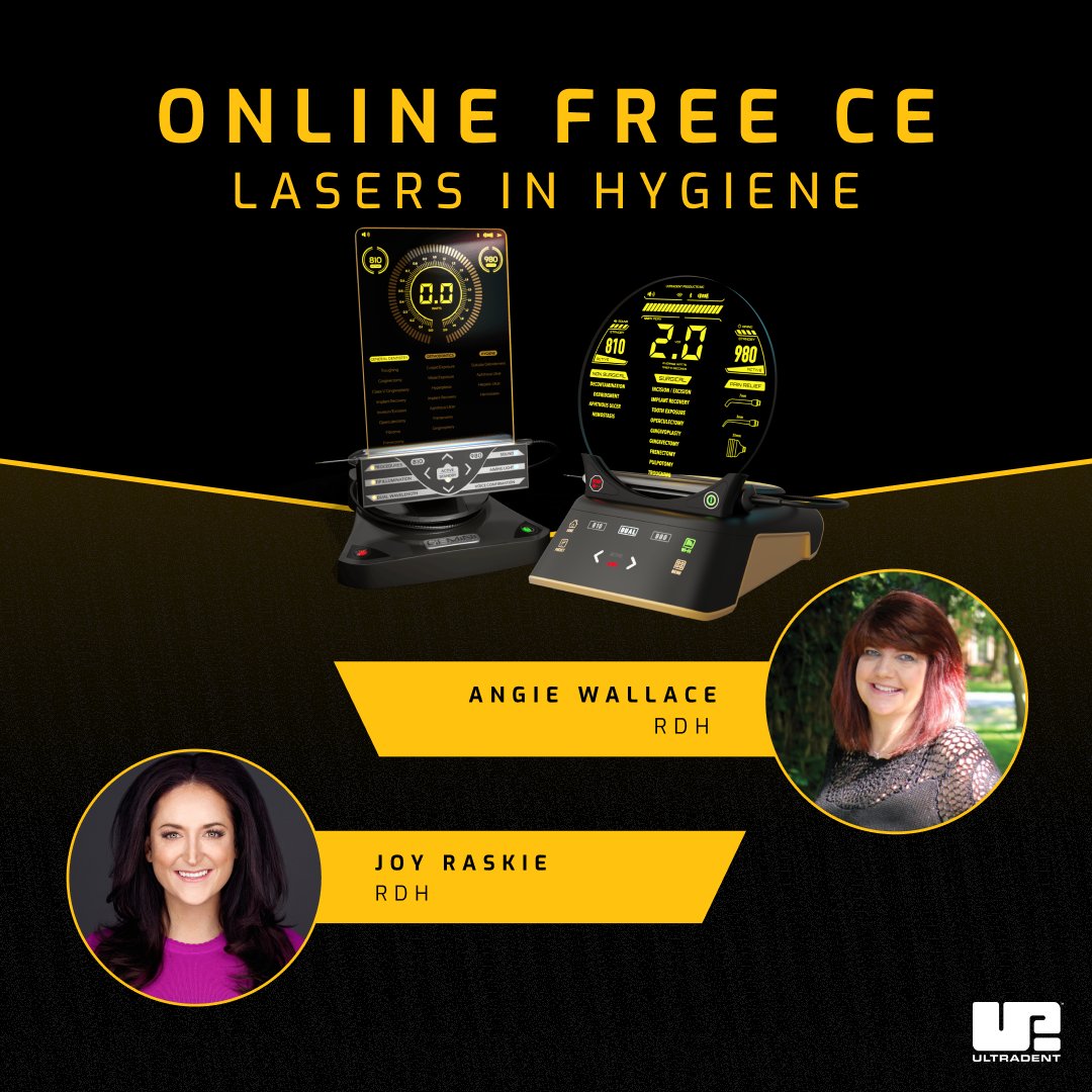ultradent's tweet photo. Let's talk about Lasers in 🦷Hygiene! And even better, you can do it in your PJs from home, and it's free! Click the link now! https://t.co/IyEIrIf6SL #letstalklasers #laser #geminilasers https://t.co/DBMyTdPYti