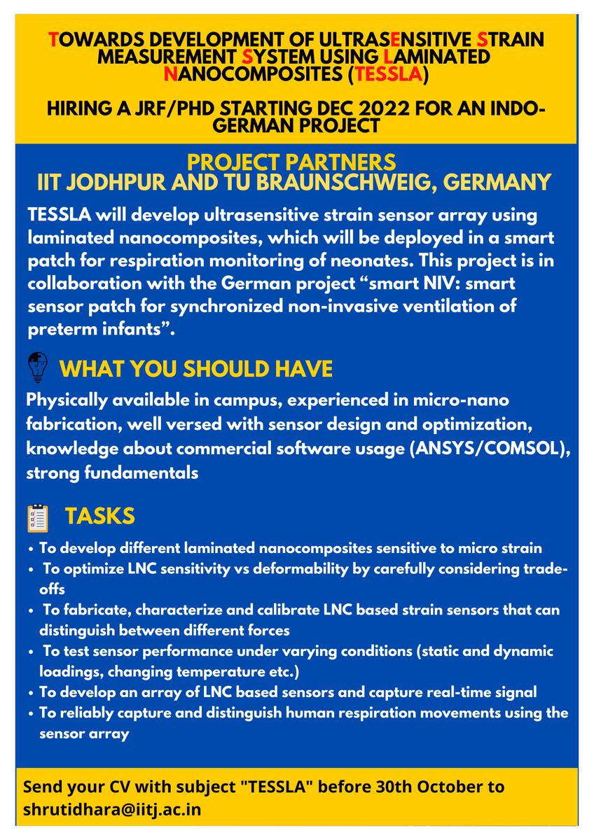 Shrutidhara89's tweet photo. #hiring: Require a JRF/PhD for Indo-German project https://t.co/70NmgMgTDw