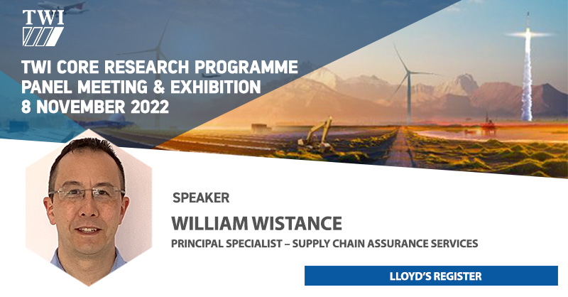 TWI_Ltd's tweet photo. We are pleased to announce William Wistance from @lloydsregister as a keynote speaker at our, 'TWI Core Research Programme (CRP) Panel Meeting &amp; Exhibition' on 8 November.

Register: https://t.co/ylEOy8062q

#CoreResearchProgramme #Metallurgy #Materials #Assurance #Offshore https://t.co/NUDQz3K0HE