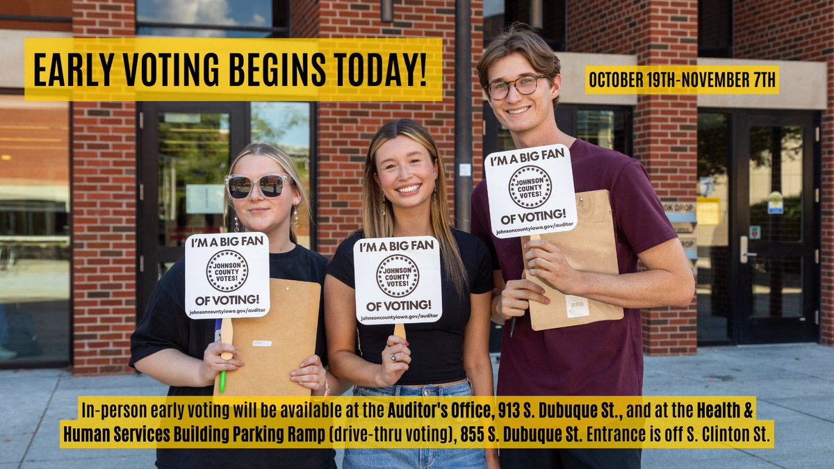 VoteHawk's tweet photo. It's the first day of early voting in Iowa! Let's vote, Hawks! #VoteUIowa 📩🥳 https://t.co/DQs6zzGYkm