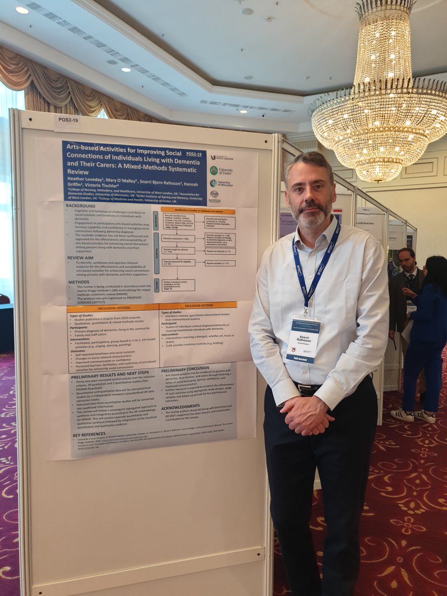 AdalineCole's tweet photo. Yesterday at #32AEC, Dr Snorri Rafnsson presented his poster on art-based activities for improving social connections for people living with #dementia and their #carers @GIAM_UWL @UniWestLondon https://t.co/o0BCCWd8fM