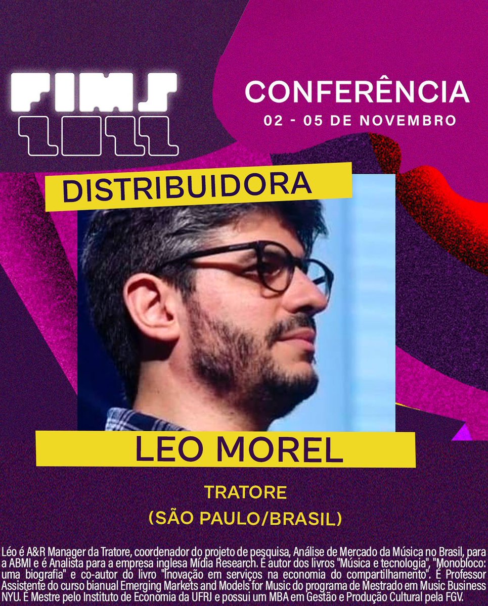 leomorel's tweet photo. Estarei na @FIMSul esse ano representando a @tratore . Em 4/11 darei um workshop sobre distribuição digital e em 5/11 participo de uma mesa sobre música e inovação. Mais informações e inscrições em https://t.co/R9AF4tCbI3 #fims2022 #tratore #feirademusica https://t.co/vi2IlNBU51