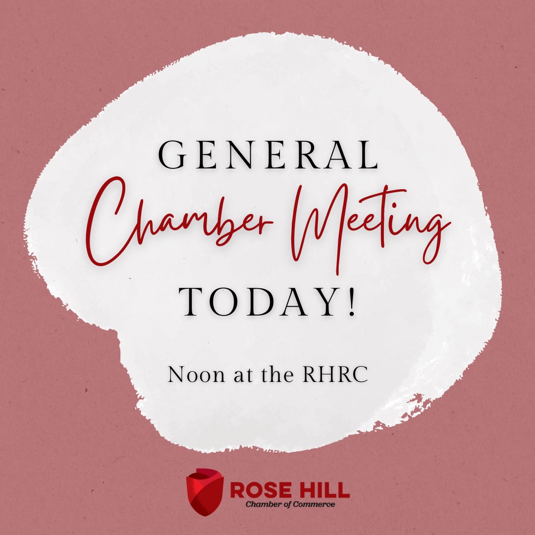 rosehillchamber's tweet photo. Don't forget! The General Chamber Meeting is TODAY, October 20 at the RHRC at noon. See you there! 

#rosehillchamber #rosehillchambermeeting #generalchambermeeting #chambermember #rosehillks #rosehillkansas https://t.co/5iPb515pF6