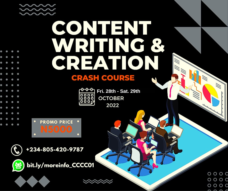 Content creation is a digital skill that individuals and industries can’t do without. It is an absolute necessity for everyone.

If you are interested or know someone who would benefit from this opportunity, 
Let's talk here: bit.ly/moreinfo_CCCC01