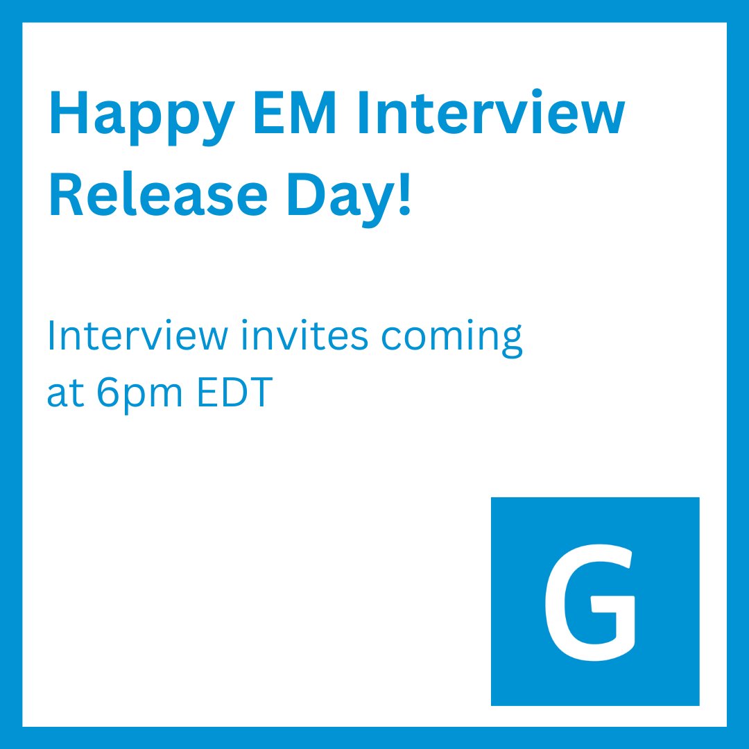 GWV_EMRes's tweet photo. Interview release time!

#match2023 #embound #emergencymedicine #interviews https://t.co/pyRJTTydO5