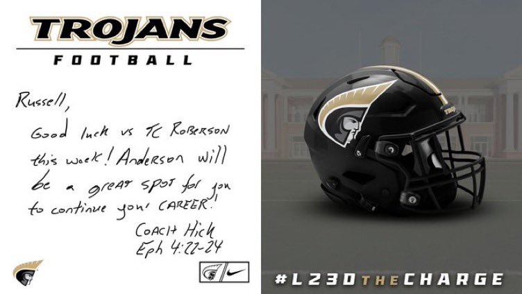 Russ_Barnett99's tweet photo. Love from @coachhick and @AUTrojansFB https://t.co/C8oUPKrzPT