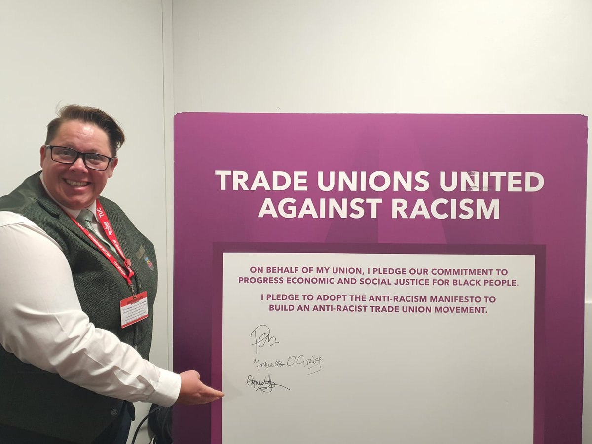 Lostboi_Xray's tweet photo. I had the honour of following @FrancesOGrady signing the @The_TUC pledge on anti-racism on behalf of @SCoRMembers The roadmap set out by the anti racism taskforce will influence our work on EDI and anti racism. #TUC2022 #radiographers #prideinourprofession #ifIcanyoucan https://t.co/PwwxsswYgS