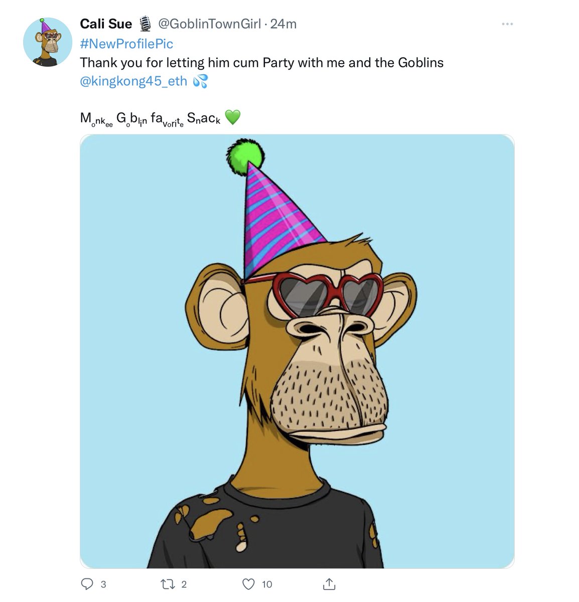 i thought u a #goblintown cheerleader, why pfp a #BAYC which is not even yours? u tell people to don't go to the doctor with their fever, remember? why is goblintown full with amateur idiots?😀 why is kong's wallet hidden from <a href="/opensea/">OpenSea</a>? #sus nftgo.io/account/ETH/0x…