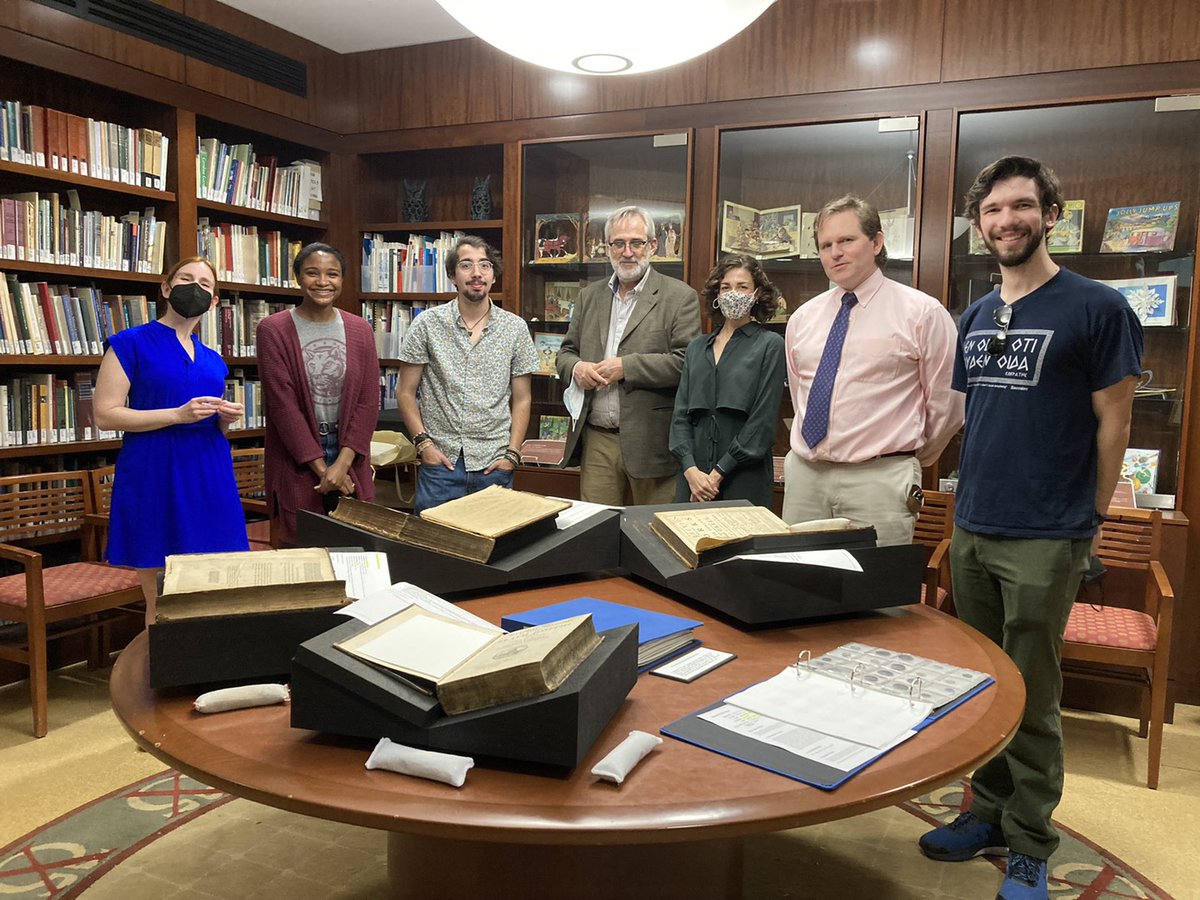 CofCSpecColl's tweet photo. Last Friday, Special Collections welcomed students &amp; faculty from @CofCClassics. The group studied some of the older items in our collections, including 1st century Roman coins and a first English edition of “The Famous and Memorable Workes” from 1602. Thanks for visiting! https://t.co/CgW6St55l6