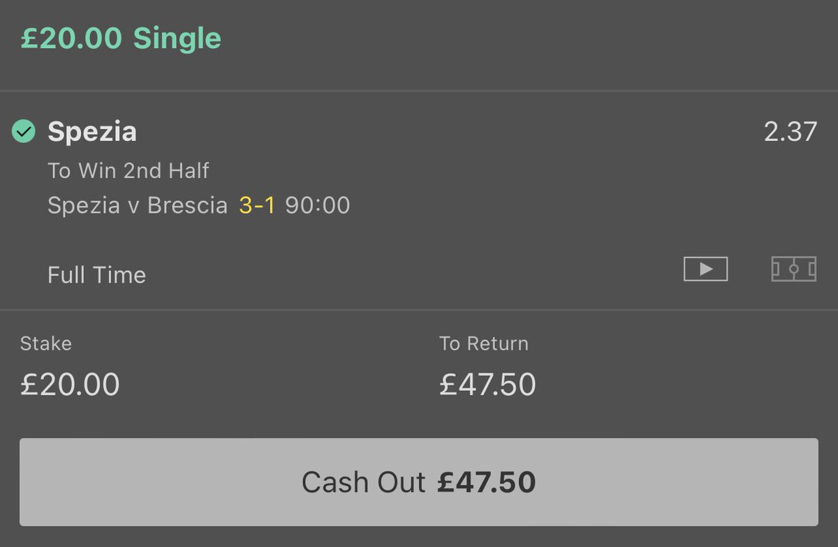BIGDOGTIPS1's tweet photo. WINNER ✅

Spezia 3-1 Fulltime 💰

Like and follow if you was on 💙

#GambingTwitter #inplay #betting #football https://t.co/SM2BhewnAR