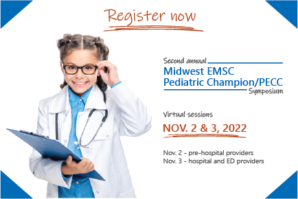 Registration is open for the Second annual Midwest EMSC Pediatric Champion/PECC Symposium! You’re invited to join us virtually Nov. 2 and Nov. 3 for two evenings of pediatric education. Register for Nov. 2: ow.ly/kclt50L8t9t Register for Nov. 3: ow.ly/ojEw50L8tey