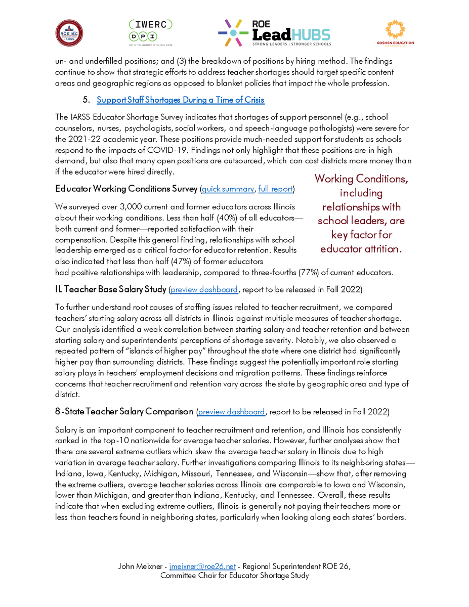 What is the state of educator shortages in Illinois? This past year, IWERC, in partnership with @iarssil, ROE LEAD Hubs, & Goshen, produced a series of reports that examine educator shortages and look into root causes. See all our work here: bit.ly/3T7yujv