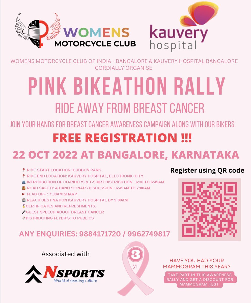 rajasekar95's tweet photo. Coming weekend WMC PINK BIKETHON RALLY 2022 going to held at BANGALORE & VELLORE. do join the cause & educate our society 🌸🎀 #pinkoct #wmcindia #pinkbikeathon2022
#AjithKumar ll #Thunivu ll https://t.co/52AhsYt0KQ