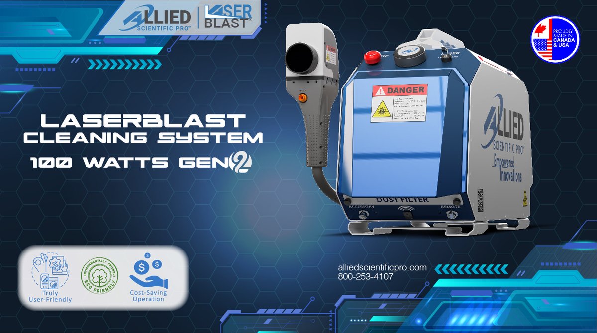 alliedscientifi's tweet photo. A revolutionary second generation 100 Watts laserBlast cleaning machine by Allied Scientific Pro.
#Lasecleaning #Rust #Corrosion @Lasercleaning1 @NACEtweet @CorrosionJnl @TNTRustRemover 
Learn more: https://t.co/o1meakjnLI https://t.co/RSuuL3ormg
