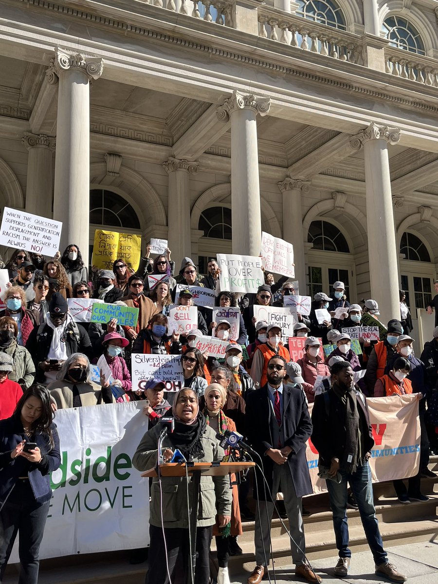 caaav's tweet photo. It’s begun!! We are fighting against DISPLACEMENT QNS with our big coalition today to say NO to a billionaire takeover of Astoria. This is what leadership looks like- our community on these steps here to take back what’s ours. ASTORIA IS NOT FOR SALE! https://t.co/GqLLzOPS7D