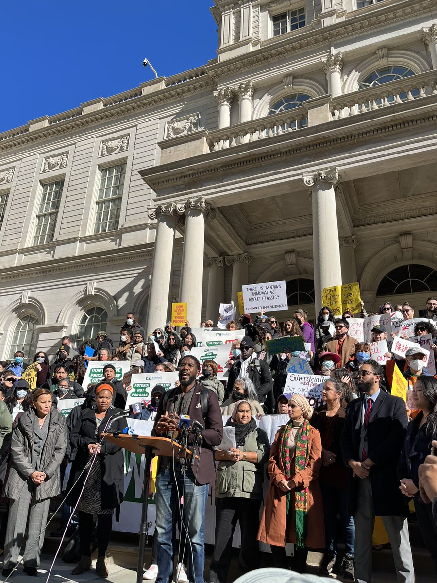 caaav's tweet photo. It’s begun!! We are fighting against DISPLACEMENT QNS with our big coalition today to say NO to a billionaire takeover of Astoria. This is what leadership looks like- our community on these steps here to take back what’s ours. ASTORIA IS NOT FOR SALE! https://t.co/GqLLzOPS7D