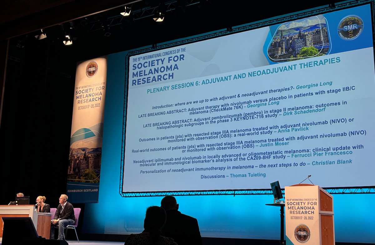 Katie Best π (@kbdermdoc) on Twitter photo Great session on neoadjuvant/adjuvant therapies, exciting updates from the #CheckMate76K & #KEYNOTE716 trials, presented by <a href="/ProfGLongMIA/">Professor Georgina Long AO (Bluesky @gvlongphdmd)</a> (<a href="/MelanomaAus/">Melanoma Institute Australia</a>) & Dirk Shadendorf (<a href="/UniklinikEssen/">Uniklinikum Essen</a>) - adjuvant immunotherapy for resected 2B/C melanomas is coming <a href="/SocietyMelanoma/">Society For Melanoma Research</a> #SMR2022 Great session on neoadjuvant/adjuvant therapies, exciting updates from the #CheckMate76K & #KEYNOTE716 trials, presented by <a href="/ProfGLongMIA/">Professor Georgina Long AO (Bluesky @gvlongphdmd)</a> (<a href="/MelanomaAus/">Melanoma Institute Australia</a>) & Dirk Shadendorf (<a href="/UniklinikEssen/">Uniklinikum Essen</a>) - adjuvant immunotherapy for resected 2B/C melanomas is coming <a href="/SocietyMelanoma/">Society For Melanoma Research</a> #SMR2022