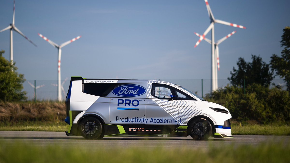 FordRacing's tweet photo. A special treat for @OfficialWRC #RallyRACC - @FordPro Electric SuperVan will run Sunday’s Power Stage at speed! #FordProElectricSuperVan #FordPro https://t.co/fIQ0z8dup5