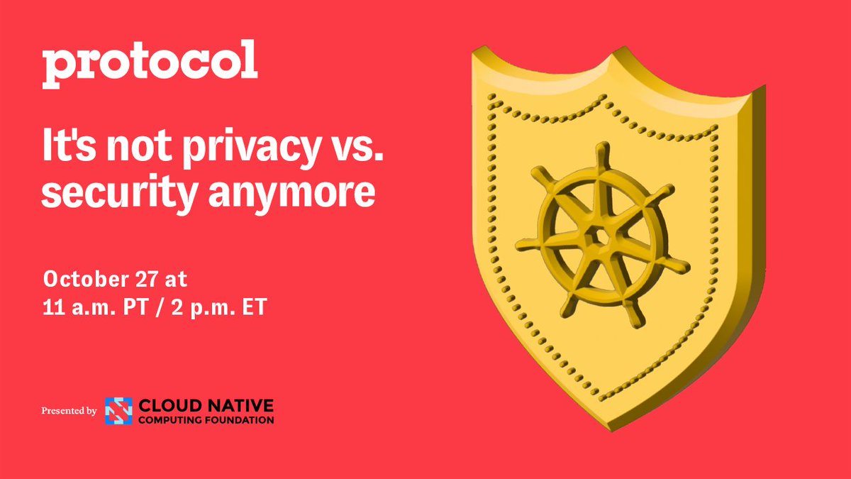 Join us on 10/27 to discuss the evolution of the Chief Privacy and Chief Information Security Officer at KubeCon + CloudNativeCon North America 2022. Presented by @CloudNativeFdn w/ remarks from @pritianka, @Fidelity’s @amrhalem & @Intuit’s @pwadher. RSVP: prtcl.com/tprivacysecuri…