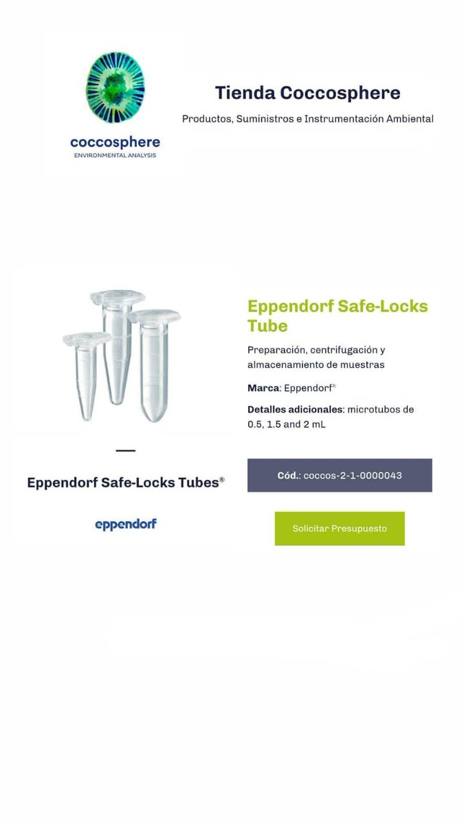 Coccosphere_EA's tweet photo. Tienda Coccosphere®, os presentamos los microtubos @Eppendorf_Group Safe-Locks Tube, de 0.5, 1.5 y 2 mL.

Ficha de Producto⬇️
https://t.co/107pqYCyzl

Nuestros Servicios ⬇️
https://t.co/PCnzF6tLQ1
📱+34 676 450 509
✉️info@coccosphere.es https://t.co/OoFBzexEkl