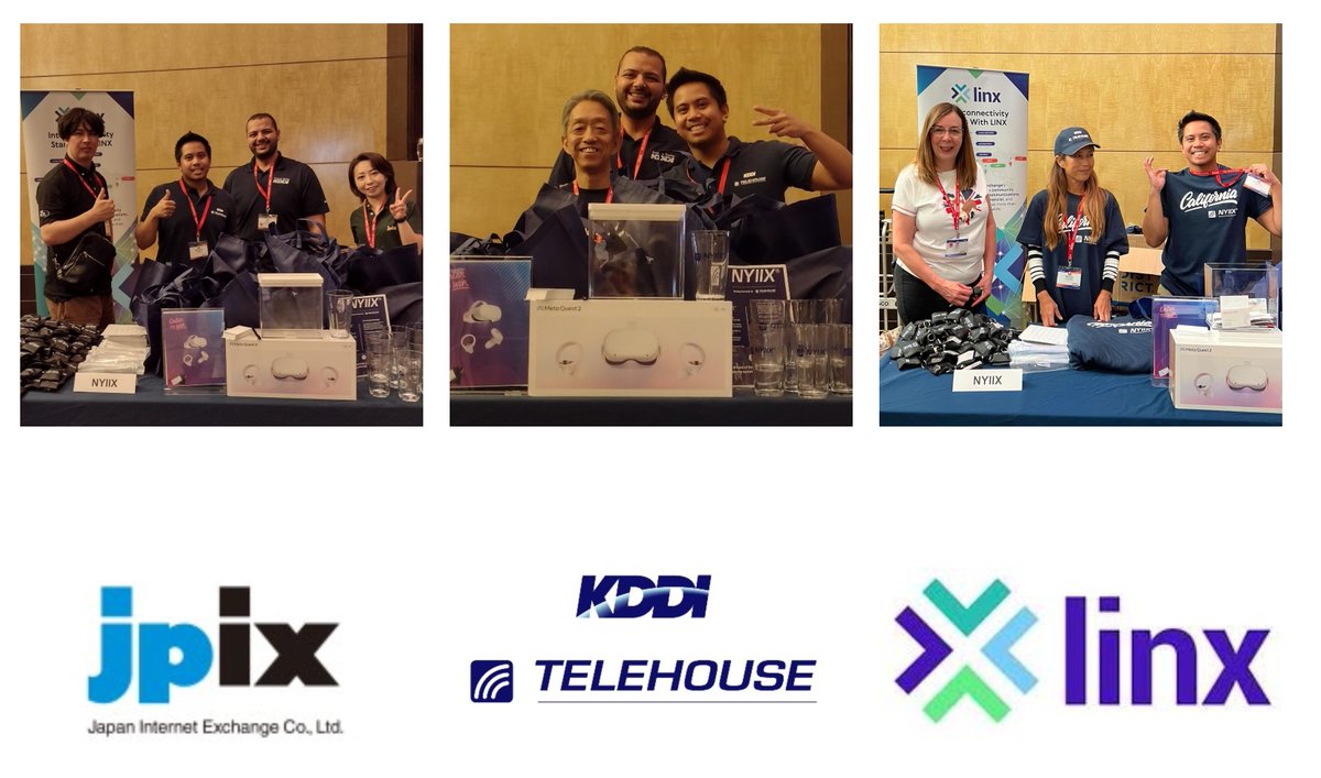 KDDI_America's tweet photo. Thanks to everyone at the #NANOG86 Beer 'N Gear last night who met with the teams from #NYIIX (@TELEHOUSE / @KDDI_America ), the @LINX_Network (#LINX), and the Japan Internet Exchange Co., Ltd. (#JPIX) and picked up their swag from all three #IXP's.
#PeeringPartners https://t.co/b8g9udb7oQ