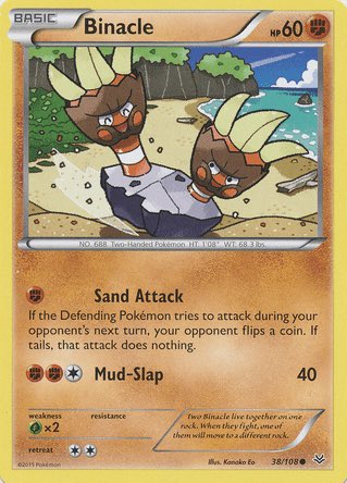 Today’s Pokemon Card of the day is Binacle from XY—Roaring Skies! The illustrator is Kanako Eo!