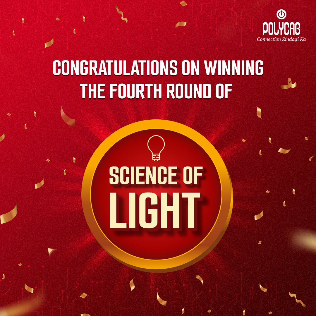 PolycabIndia's tweet photo. Congratulations to the winners of the last round of #ScienceOfLight Contest! ๐ฅณ Kindly reach out to us in DMs! ๐ค
Thank you to everyone who participated.
#Polycab #ConnectionZindagiKa #PolycabLED #LightUpYourLife #challenge #exciting #contestindia #prizes https://t.co/JzEqiSK0qZ