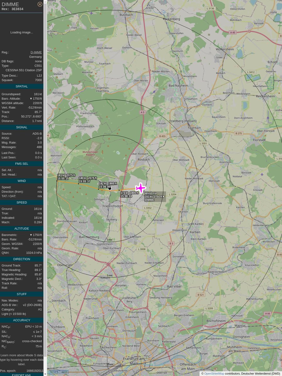 AKoeppern's tweet image. ICAO: #3E3834
Flt: #DIMME #CommanderFlugdienstGmbh #BES-#DUS
First seen: 2022/10/19 17:05:40
Min Alt: 1800 ft MSL
Min Dist: 0.22 km

#planefence #adsb - docker:kx1t/planefence
globe.adsbexchange.com/?icao=3e3834