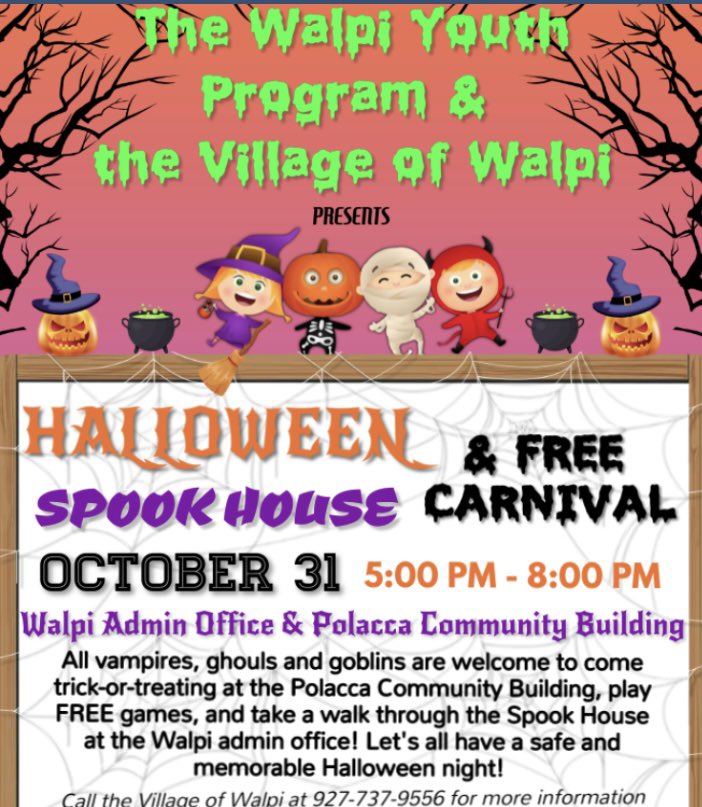 HopiTimes's tweet photo. Join the spooky fun at this year’s Halloween event. #Walpi #halloween #Hopi #events #SpookyShiba #giveback https://t.co/zLNz2XqW3e