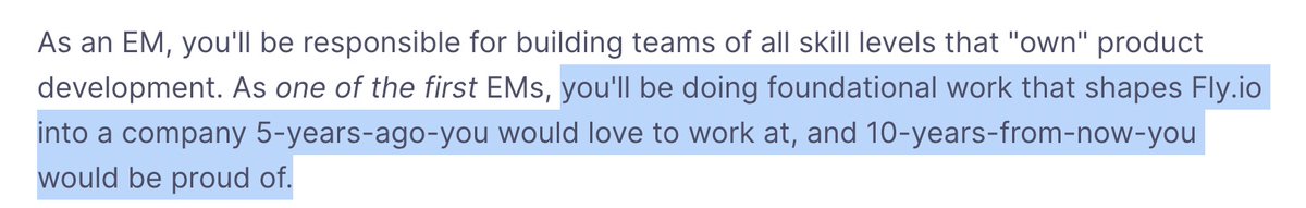 I wish I’d thought to say it like this! Anyways, apparently we’re hiring engineering managers. We’re a fun bunch! fly.io/jobs/engineeri…