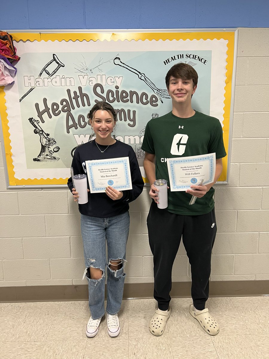 Our Health Science students of the month are WILLy aMIAzing. Okay, but really congrats to Will Fellers and Mia Borchardt! <a href="/HVAGresham/">Bevin Gresham</a> @HVAPrincipal