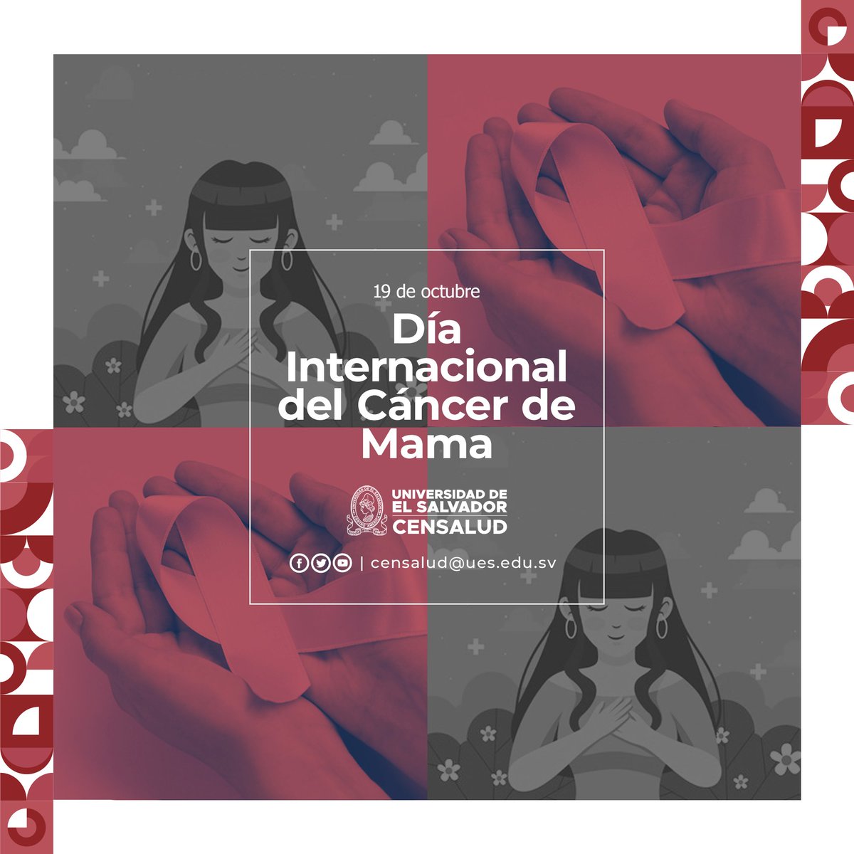 CensaludUES's tweet photo. #Conmemoraciones
El Día Internacional del Cáncer de Mama se conmemora cada 19 de octubre para sensibilizar y concientizar sobre la prevención y detección temprana de esta enfermedad. El cáncer de mama es el más común en todo el mundo.
#CENSALUD #Ciencia #Cáncer https://t.co/bBeMyJ4B4c