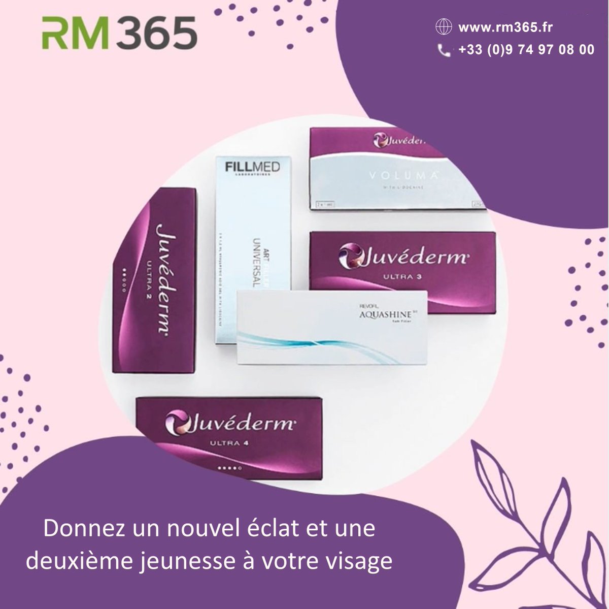 Rm365F's tweet image. Nous disposons de produits de comblement des rides à l’acide hyaluronique qui permettront de rendre à toutes les peaux un nouvel éclat et une deuxième jeunesse, sans effet secondaire. 

#RM365 #comblementdermique #Fillmed #Aquashine #Juvéderm #offrespécial #beauté