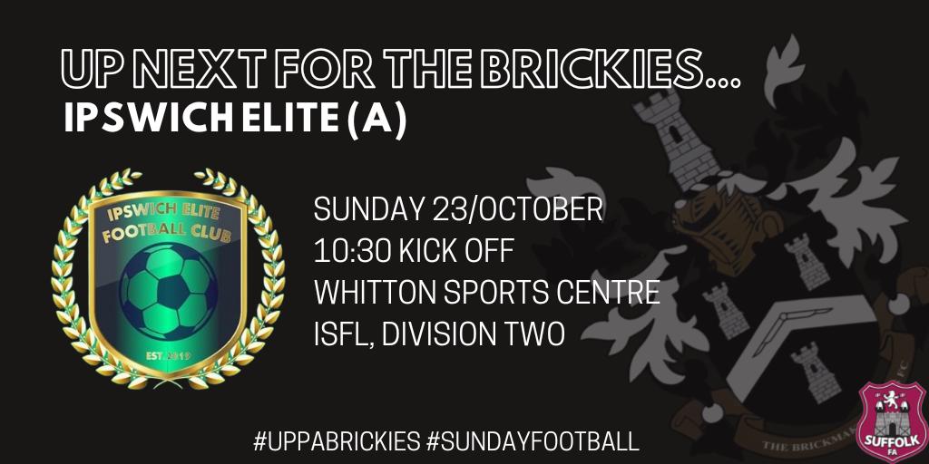 Back to league action this week!
A tough test against <a href="/EliteIpswich/">IpswichEliteFC</a> Only 2 points separately the sides, with both teams still unbeaten #uppabrickies #sundayfootabll #suffolkfa