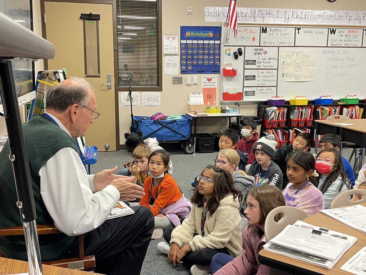 We always enjoy our visits from Mr. Wilson! 🥰 #twehowl <a href="/TWEHowl/">Tom Wilson Elementary</a>