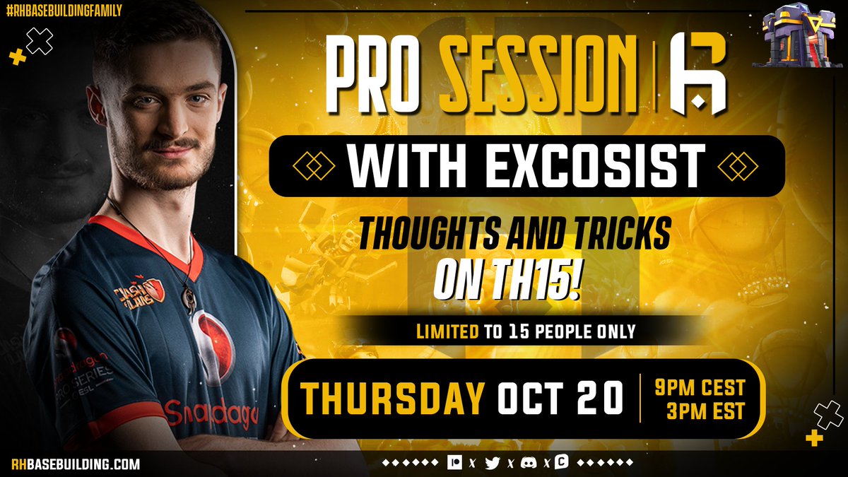 ⭐┇Tripling at TH15 is hard but do not worry, we at RH are here for all your clash needs

🥷┇We have the perfect man for your perfect session <a href="/Excosist_/">Excosist</a> Tribe Gaming. 

 🤯┇This couldn't be any better...the session only costs 10$😱

Book your spot now - discord.gg/rhbb